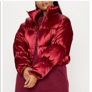 Red satin puffy jacket!
